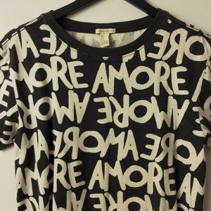 Forever 21 Amore All Over Print T Shirt Basic Minimal Trendy Cotton M
